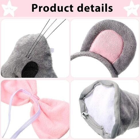 Norme Animal Costume Set Mouse Nose Tail and Bow Tie Animal Dress Costume Kit Accessories for Halloween Cosplay Party in Kuwait