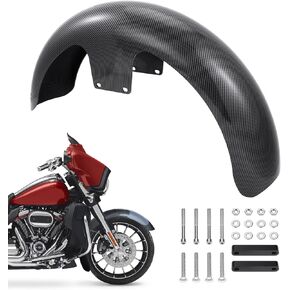19 Inch Wrap Front Fender Motorcycle Front Mudguard for Harley Davidson Touring Electra Glide Road King Road Glide Road Street Glide, Carbon-Fiber-Like ABS Plastic