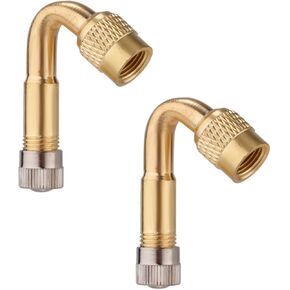 2pcs Tire Valve Extension, 45 Degree Tyre Inflator Valve Extension Adaptor Brass Tire Valve Stem Extenders Valve Stem Adapter for Cars Motorcycles Bicycles RV