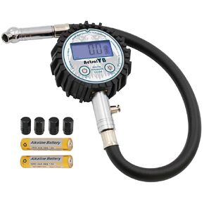 200 PSI Digital Tire Pressure Gauge with Rotary Joint - Heavy Duty Air Chuck, Reinforced Rubber Hose, Professional Accuracy, and LED Backlight