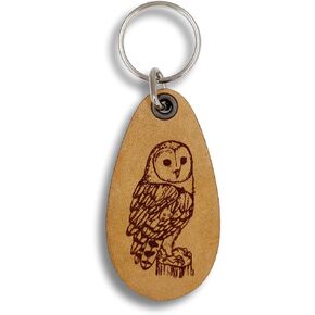 Barn Owl - Genuine Leather Keychain - Wildlife Key Fobs