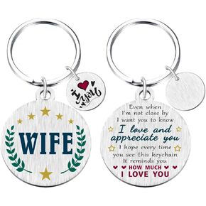 Yobent Wife Valentines Day Gifts, I Love You Wife Birthday Keychain from Husband, Best Wife Wedding Anniversary Key Chain, Wife Appreciation Present