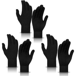 MENOLY 3 Pairs Winter Magic Gloves Adult Knit Gloves Warm Stretchy Knit Gloves