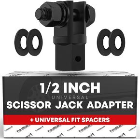 1/2'' Scissor Jack Adapter - Universal Design for Standard Drive Sockets & 13/16 Inch Lug Wrench - Compatible with Automotive Jacks, RVs, and Trailers - Chrome Vanadium Construction - OEM Quality