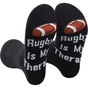 PXTIDY 2 Pairs Rugby Lover Socks Rugby Player Gifts Rugby Is My Therapy Novelty Socks Rugby Team Rugby Gifts