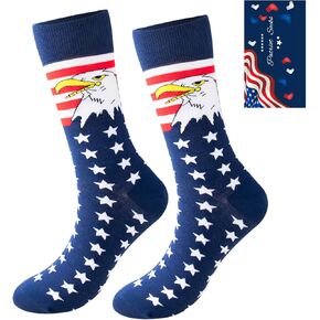ZXGXLAW American USA Flag Socks Funny Men Women 4th July Middle Star And Stripe Patriotic Freedom Day Gifts