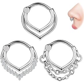 BodyAce 3PCS 16G حلقات الأنف الفرس، الفولاذ المقاوم للصدأ تشيكوسلوفاكيا هيليكس الزنمة الأطواق الغضروف Daith الأقراط، قطرة الماء يتوقف الجزء الفرس حلقة ثقب المجوهرات in Kuwait