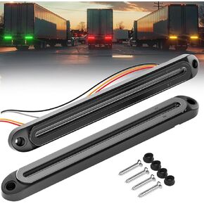 PSEQT 3 Color Trailer Tail Brake Stop Turn Signla Running LED Lights Bar Amber Red White Rear Identification Marker Waterproof Light Strip for Trailer Truck Pickup Offroad RV ATV UTV Bus Van, 2Pcs