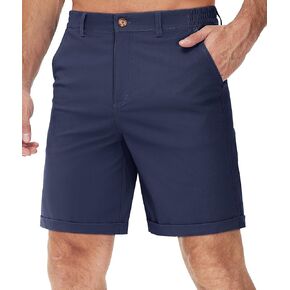 TACVASEN Mens Casual Shorts Classic Fit 7 Stretch Twill Flat Front Chino Shorts with Pockets