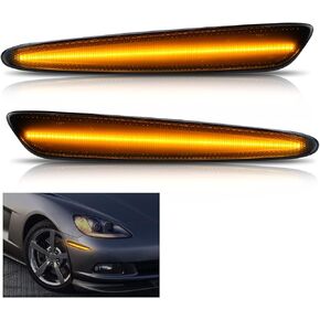 Bestview Side Marker Light Assembly, Front Bumper Side Marker Lamps Reflectors Compatible with 2005-2013 Chevy Corvette C6, Amber