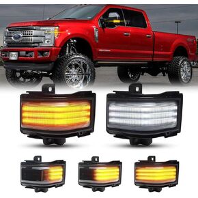 LED Side Mirror Turn Signal Lights Replacement, Switchback Amber Turn Signal & White Daytime Running Light for 2017-2021 Ford F250 F350 F450 Super Duty, 2 Packs