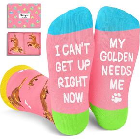 HAPPYPOP Funny Golden Retriever Gifts for Women - Novelty Golden Retriever Socks Silly Crazy Fun Socks