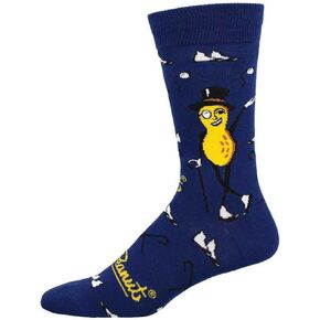 Socksmith Men's They Call Me Mr. Peanut Crew Socks, Navy