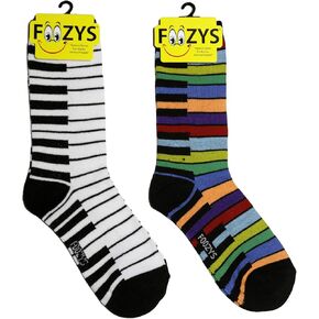 Foozys Women’s Crew Socks | Colorful Piano Keys Musical Notes Novelty | 2 Pair