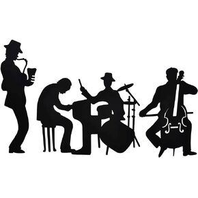 Music Metal Silhouette Music Metal Wall Decoration Saxophone Wall Hanging Cello Wall Art Jazz Drum Wall Decoration for Living Room Bedroom Office Hanging