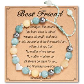 HGDEER Best Friend Gift for Women, Natural Stone Bracelet with Message Card for Friend Sister Bestie on Valentines Day Birthday Christmas Day