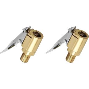 Tire Air Chuck, Heavy Duty Brass Locking Tire Inflator Air Chuck Adapter Connect, No Leakage Tire Inflator Compressor Pump Connect Accessories Tool, 2 Pack (1/4inch-8mm)