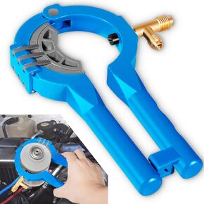 R12 and R134A Side Can Tap, 1/4'' SAE 1/2'' Thread with Valve, 3-in-1 Mount for Multiple Can Sizes Automotive Truck SUV and Other AC Refrigerant Manifold Systems, Oils or Additive, # 10102
