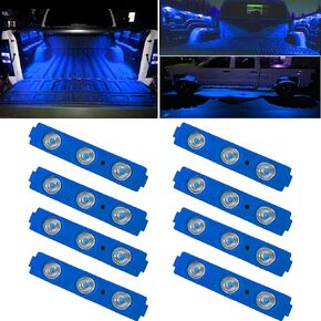 8PCS Yellow Led Truck Bed Lights Kit,Pickup Bed Lighting Kit,Rock Light with w/Switch,IP68 Waterproof for Car Underglow,Cargo Bed,Foot Wells,Side Marker,Rail Light,Rear Work Box Lighting Kit