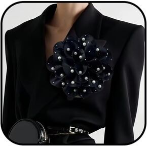 Fabric Rose Flower Brooches for Women Dainty Satin Fabric Pearl Brooches Big Camellia Flower Brooch Pin Elegant Dress Suit Accessories Jewelry