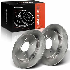 A-Premium 9.96 inch (253mm) Rear Solid Disc Brake Rotors Compatible with Select Ford Models - Fiesta 2014-2019, Focus 2001-2007(Excludes SVT Hatchback Models), 2-PC Set
