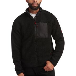 CANADA WEATHER GEAR Men's Fleece Jacket - Sherpa Lined Zip Up Jacket with Nylon Panels - Warm Outdoor Jackets for Men (M-XXL)