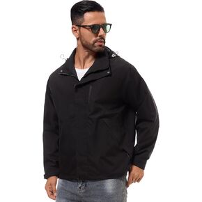 MONTVOO Mens Lightweight Jacket with Hooded Outdoor Softshell Windbreaker Tactical Coats Running Hiking Travel