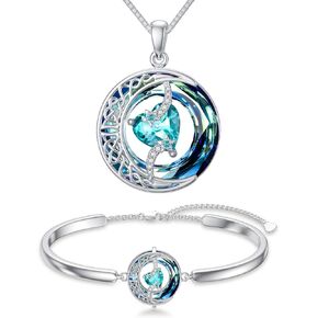 TOUPOP December Birthstone Jewelry Set Moon Topaz Necklace and Bracelet Christmas Anniversary Birthday Gifts for Women Her Girlfriend Wife Mom