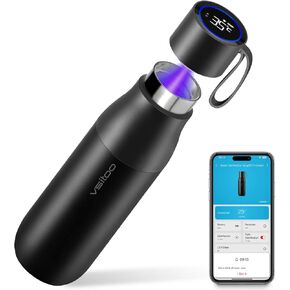 vsitoo Self-Cleaning Smart Water Bottle, Vacuum Stainless Steel Insulated Water Bottle with Handle Double-wall, Keep Drink Hot or Cold, Leak Proof, Standard Metal Canteen for Gym and Outdoor, 33 oz