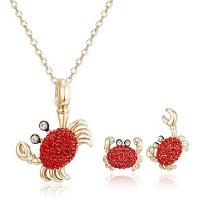 BriLove Stunning Crab Jewelry Set for Women,Gorgeous Rhinestones Crystal Statement Necklace Dangle Earrings Set for Party Prom Accessories