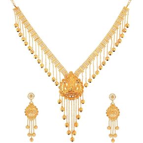 Efulgenz Indian Style Bollywood Fashion Gold Tone Wedding Bridal Pendant Locket Tassel Choker Collar Necklace Earrings Jewelry Set gold