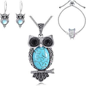 Owl Jewelry Stainless Steel Owl Set Owl Earrings Owl Bracelet Owl Necklace Christmas Birthday Gifts for Women