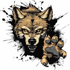 Peeking Wild Wolf with Paws Decals for Car, 3D Popping Wolf with Black and White, Wolf Claw Graphic Decal, Wolf Motif, Decals for Men Boys, Suitable for Car Vehicle Bike Van RV (Monochrome)