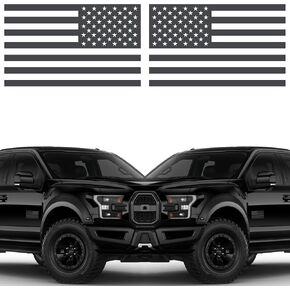 American Flag Sticker - Matte Black - 5" x 3" (1 Pair) - Vinyl, Die Cut American Flag Decal - Best for Car Decals, Car Stickers, Truck Decals, Truck Stickers, Bumper Stickers & Hard Hat