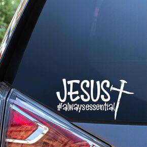 Sunset Graphics & Decals Jesus is Always Essential Decal Vinyl Car Sticker | Cars Trucks Vans Walls Laptop Computer | White | 6.5 inches | SGD000257