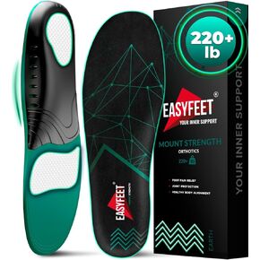 220+ lbs Plantar Fasciitis High Arch Support Insoles Men Women - Flat Feet Orthotic Inserts Standing All Day - Work Boot Shoe Insoles - Shoe Sole Flat Foot Heavy Men