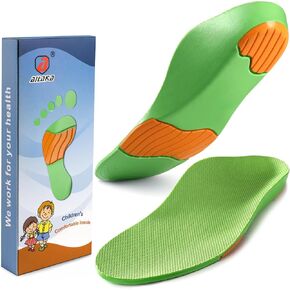 Ailaka Kids Orthotic Cushioning Arch Support Shoe Insoles, Children Pu Foam Inserts for Flat feet, Plantar Fasciitis, Feet Heel Pain Relief Blue