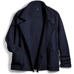 Women Warm Pea Coat Notched Lapel Neck Cropped Double Breasted Button Down Trench Overcoat Jackets with Pockets(Navy,L)