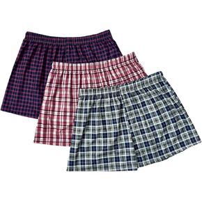 SweatyRocks Men's 3 Pack Plaid Pajama Shorts Elastic Waist Lounge Shorts Sleepwear