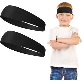 2 Pieces Sports Headbands for Kids Breathable Sweatbands Soft Moisture Wicking Elastic Sweat Soccer Baseball Hairbands Athletic Accessories for Toddler Children and Teenagers