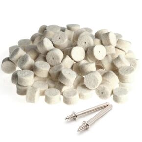 DRILAX Wool Felt Buffing Polishing Wheels 102 Pieces 429 Compatible with Dremel Polishing Kit for Jewelry 1 inch Diameter Thick 2 Screw Mandrel 401 1/8 inch Shank Rotary Tool