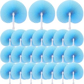 Pangda 60 Pack Folding Fans Round Paper Fans Assortment with Plastic Handle for Wedding Favor Party Bag Filler (Sage Green)