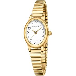 Gold Watches for Women,Easy Reading Analog Watch with Gold Stainless Steel Expansion Band,Water Resistant