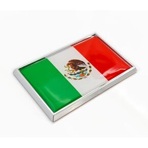 Mexico Flag Sticker Emblem Mexican Decal Car Chrome Flags, 2 Pack, 3 x 2 inches