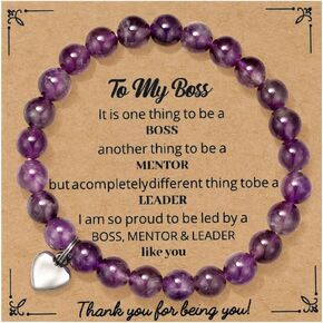Kvekstio Coworker/Boss/Thank You Gifts for Women Natural Stone Beaded Bracelet for Female Christmas Birthday Retirement Jewelry Gift
