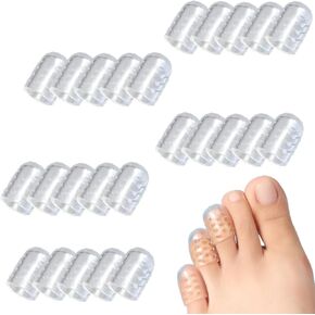 30Pcs Silicone Anti-Friction Toe Protector Gel Toe Protectors Breathable Toe Covers Little Toe Protectors Caps Guards Toe Sleeves for Corns, Blisters and Ingrown Toenails
