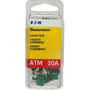 Bussmann (VP/ATM-30-RP) Green 30 Amp Fast Acting ATM Mini Fuse, (Pack of 25)