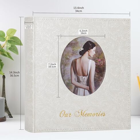 RECUTMS Photo Album 4x6 600 Photos, Large Capacity Retro Leather Cover Picture Albums Holds 600 Horizontal and Vertical 4x6 Photos with White Pages for Family Wedding Baby (White) in Saudi Arabia