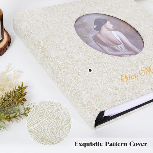 RECUTMS Photo Album 4x6 600 Photos, Large Capacity Retro Leather Cover Picture Albums Holds 600 Horizontal and Vertical 4x6 Photos with White Pages for Family Wedding Baby (White) in Saudi Arabia
