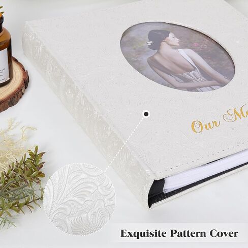 RECUTMS Photo Album 4x6 600 Photos, Large Capacity Retro Leather Cover Picture Albums Holds 600 Horizontal and Vertical 4x6 Photos with White Pages for Family Wedding Baby (White) in Saudi Arabia